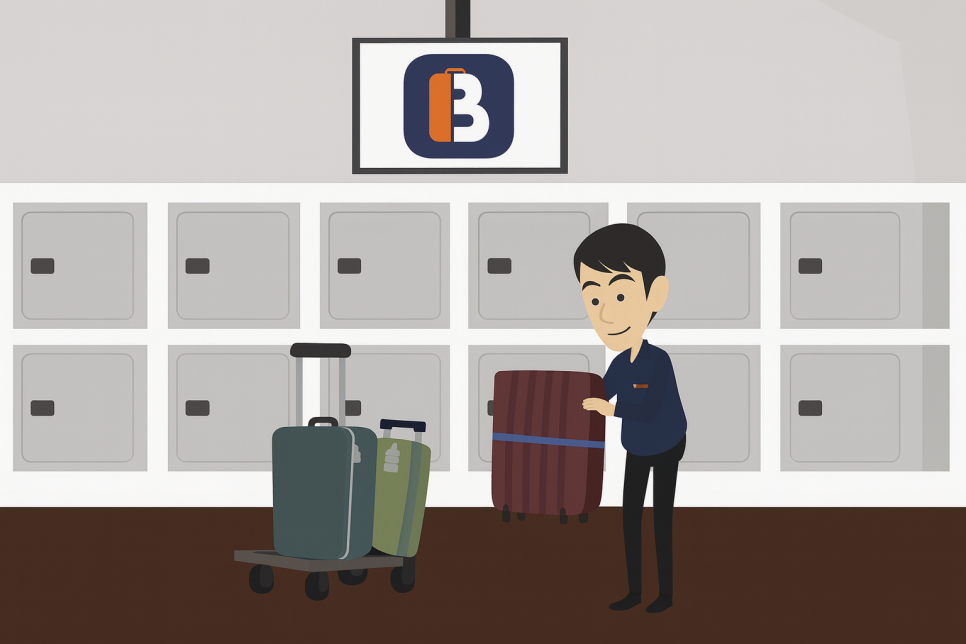 bagzee employee securely storing the luggage