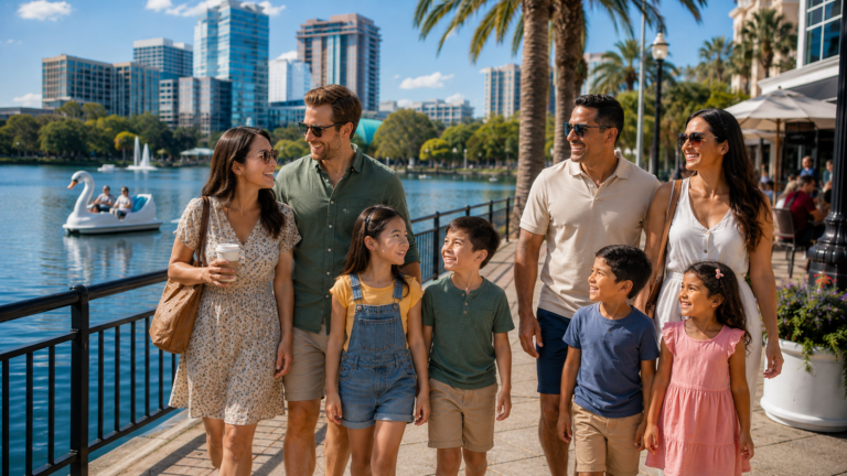 happy family stroll by the waterfront orlando florida bagzee