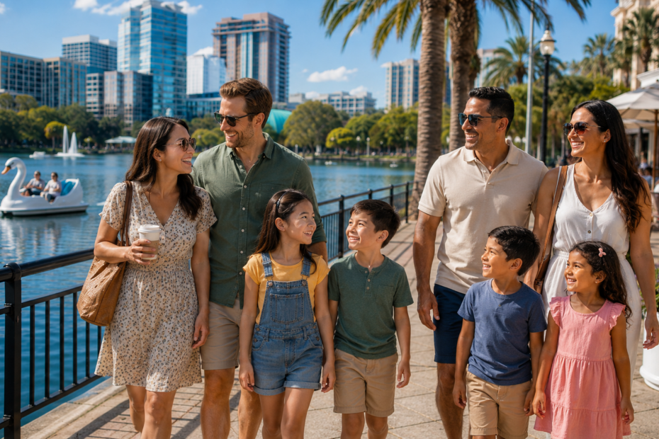 happy family stroll by the waterfront orlando florida bagzee