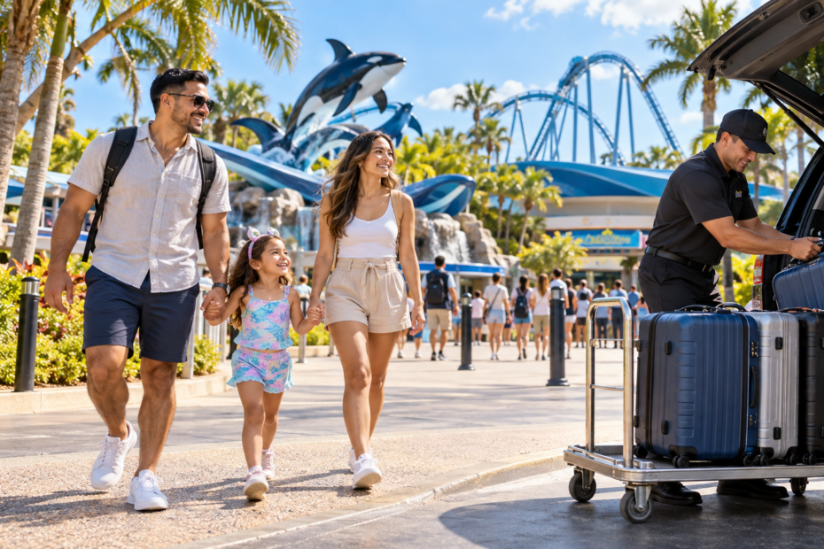 SeaWorld Orlando Bagzee florida luggage pickup delivery